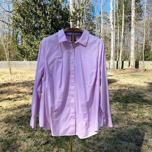 Talbots Light Pink Cotton Stretch Button Front Blouse